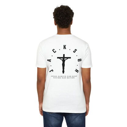 Adult Jackson Black Cross & Letters Premium Tee