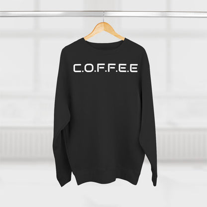 Adult Coffee Christian White Words & Image Crewneck