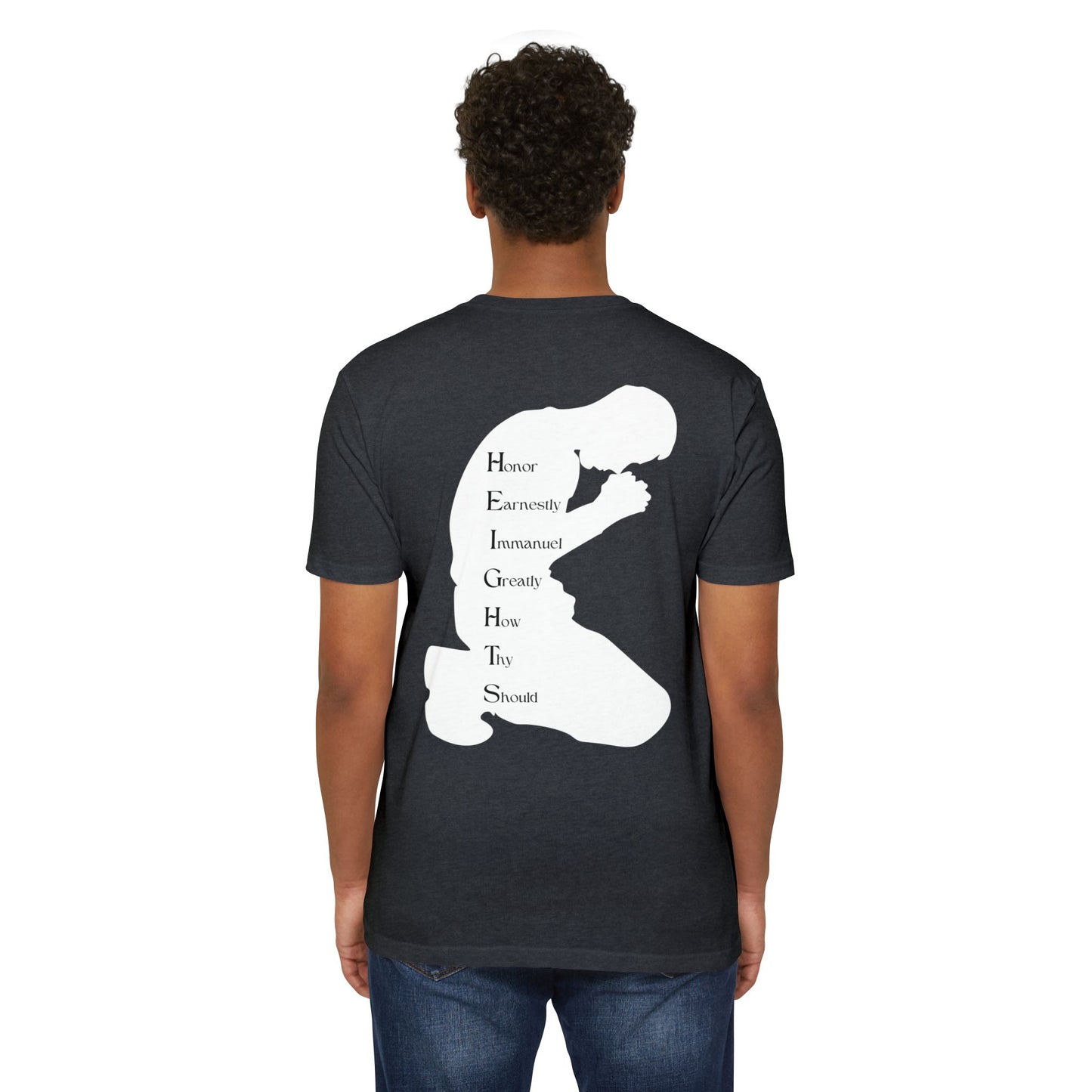 Adult Heights Christian White Letters & Image Premium Tee