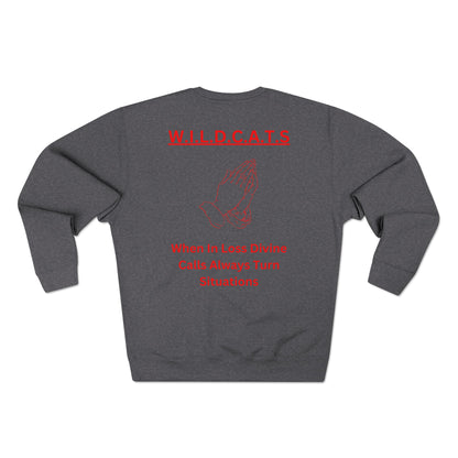 Wildcats Christian Red Letters & Picture Crewneck
