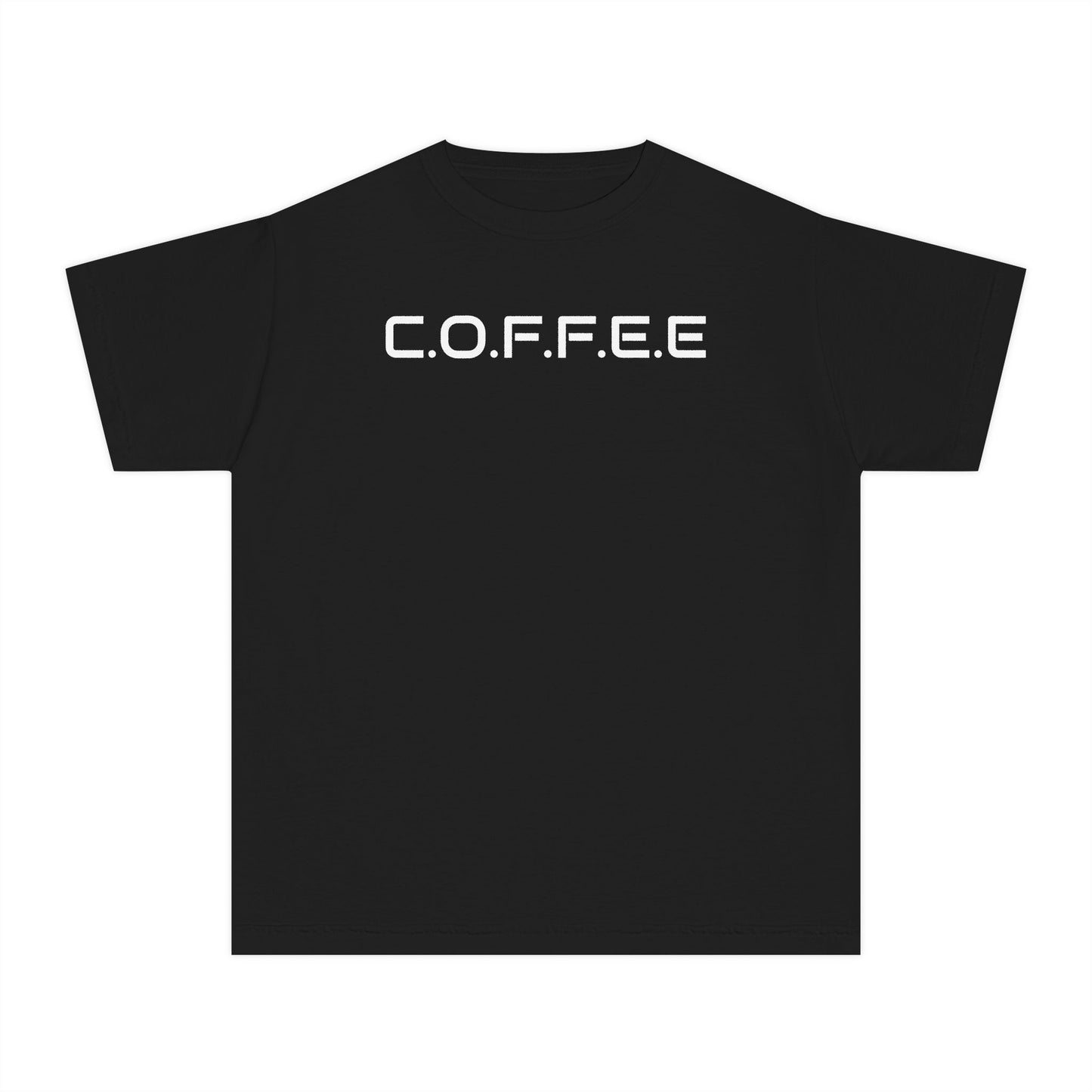 Youth Coffee Christian White Words Heavyweight Tee