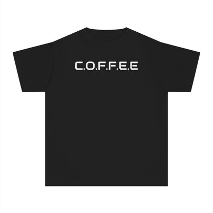 Youth Coffee Christian White Words Heavyweight Tee