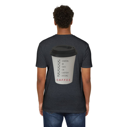Adult Coffee Christian White Words & Image Premium Tee