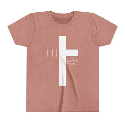 Youth T-Town Christian White Letters & Cross