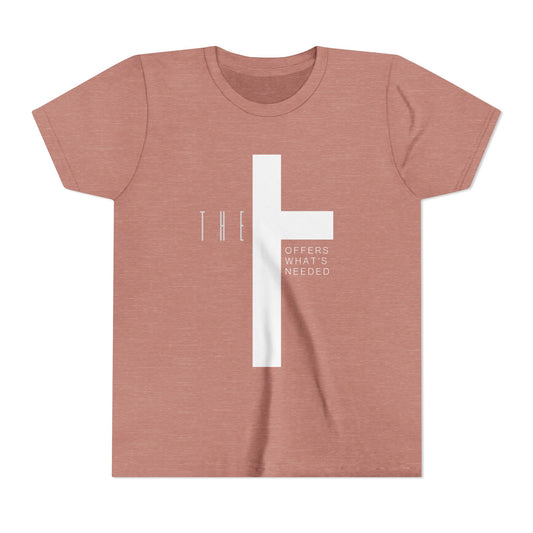 Youth T-Town Christian White Letters & Cross