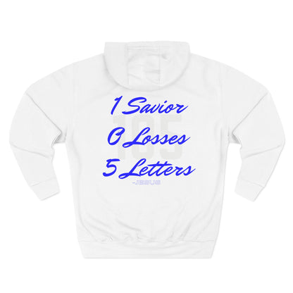 Adult 105 Christian Blue and White Letters Hoodie