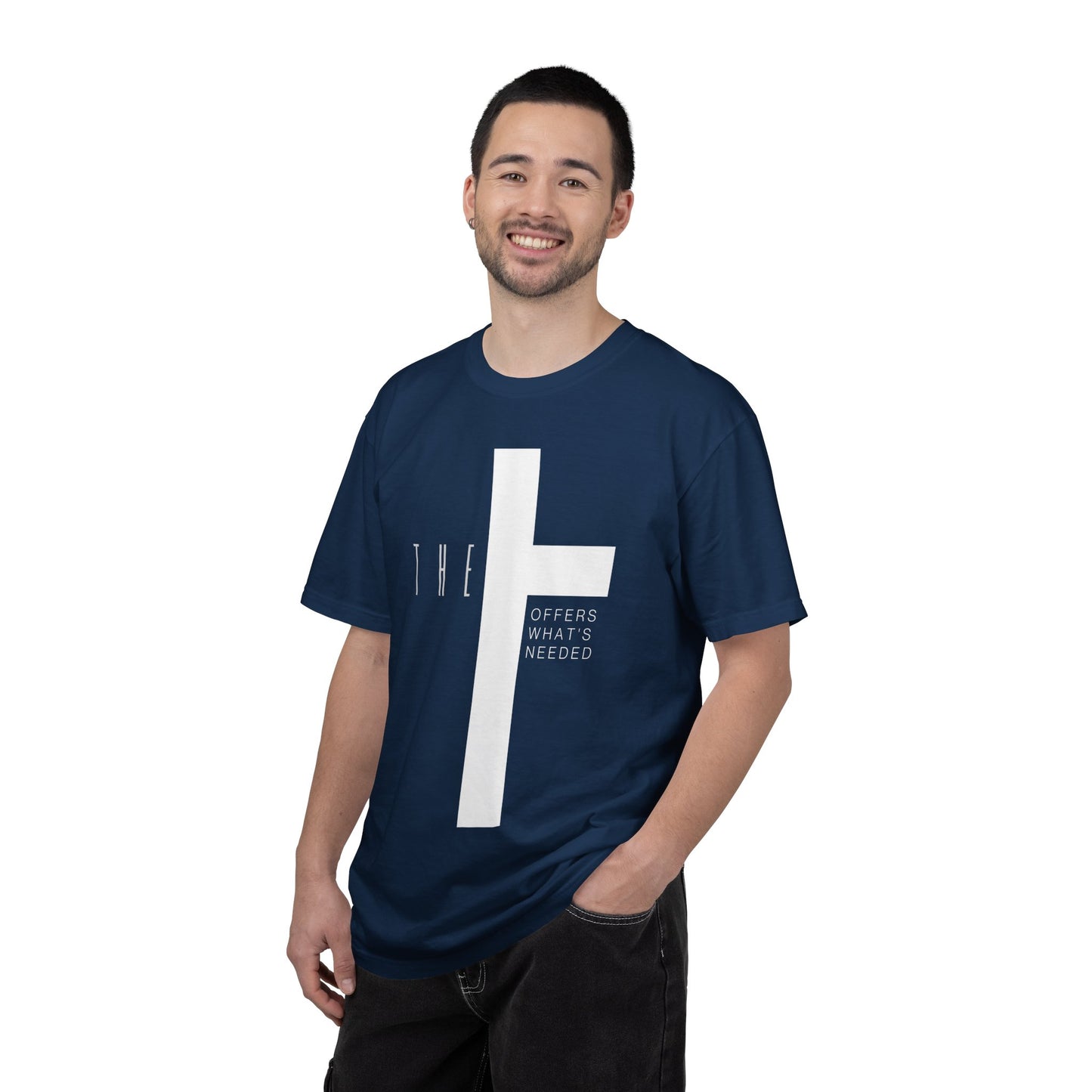 Adult T-Town Christian White Letters & Cross Heavyweight
