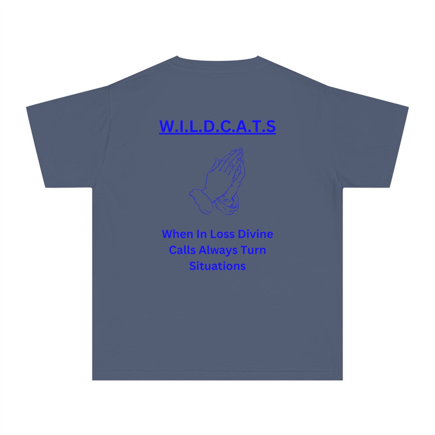 Youth Wildcats Christian Blue Letters & Picture