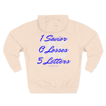 Adult 105 Christian Blue and White Letters Hoodie