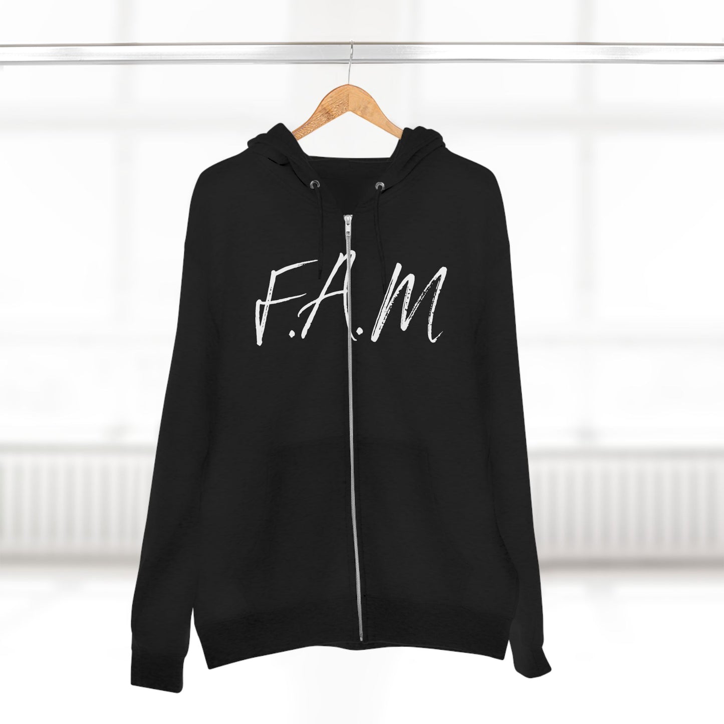 Adult Fam White Words Zipper Hoodie