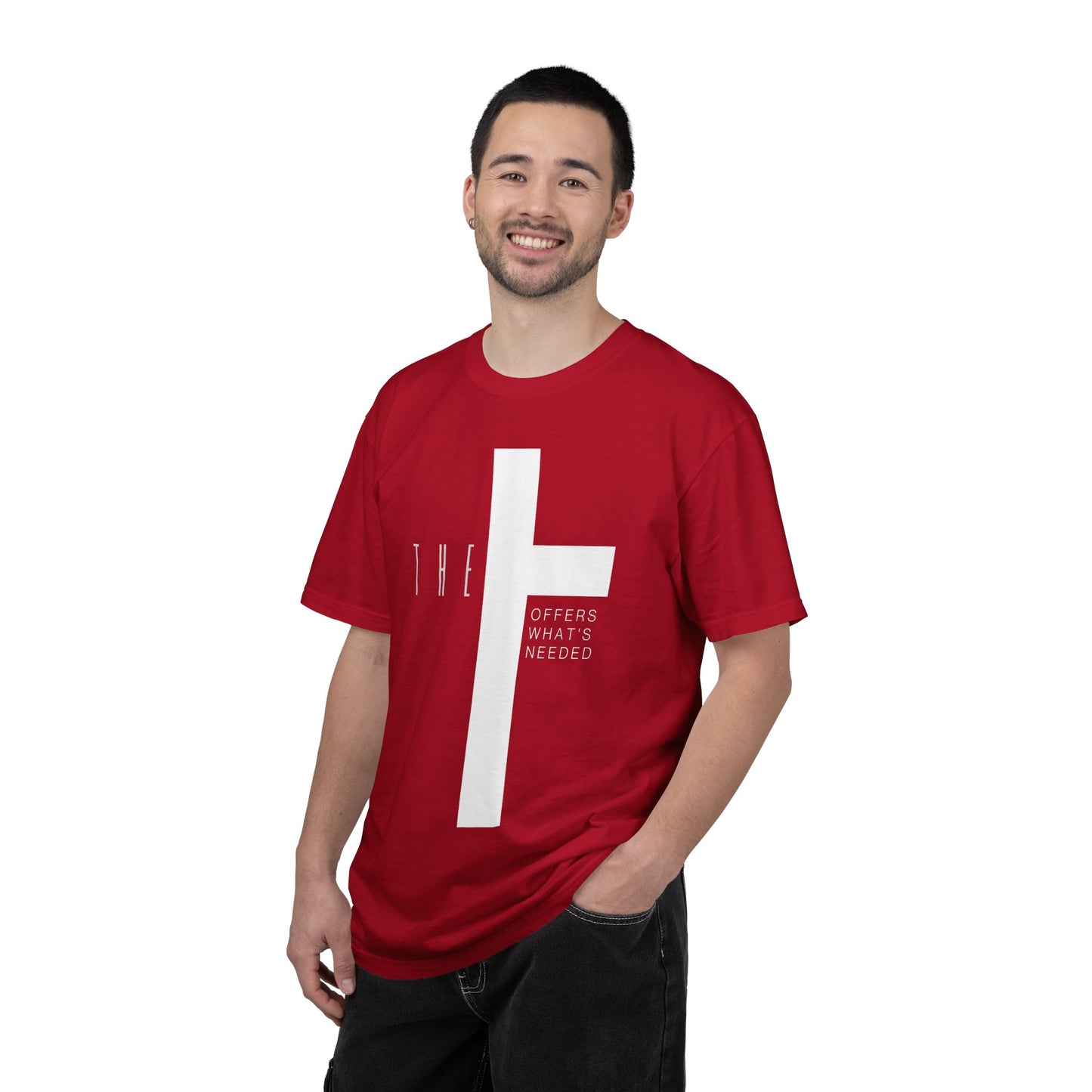 Adult T-Town Christian White Letters & Cross Heavyweight