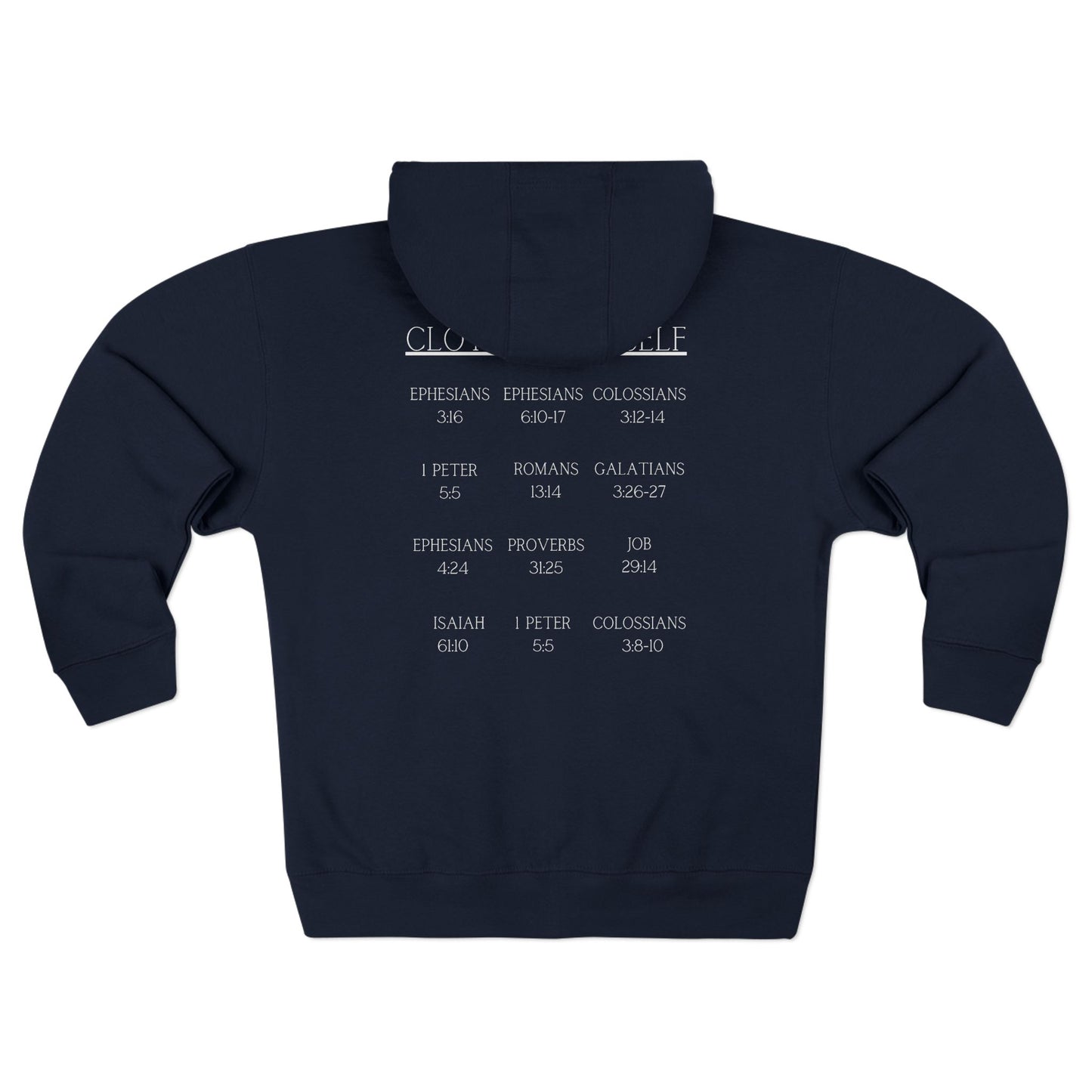 Clothe Yourself White Hoodie Zipper (scripture)