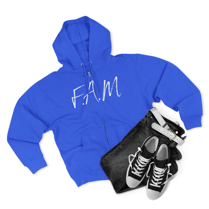 Adult Fam White Words Zipper Hoodie
