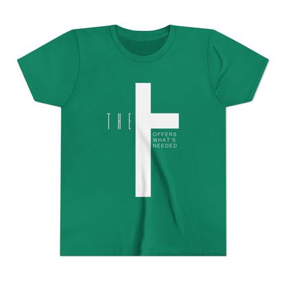 Youth T-Town Christian White Letters & Cross