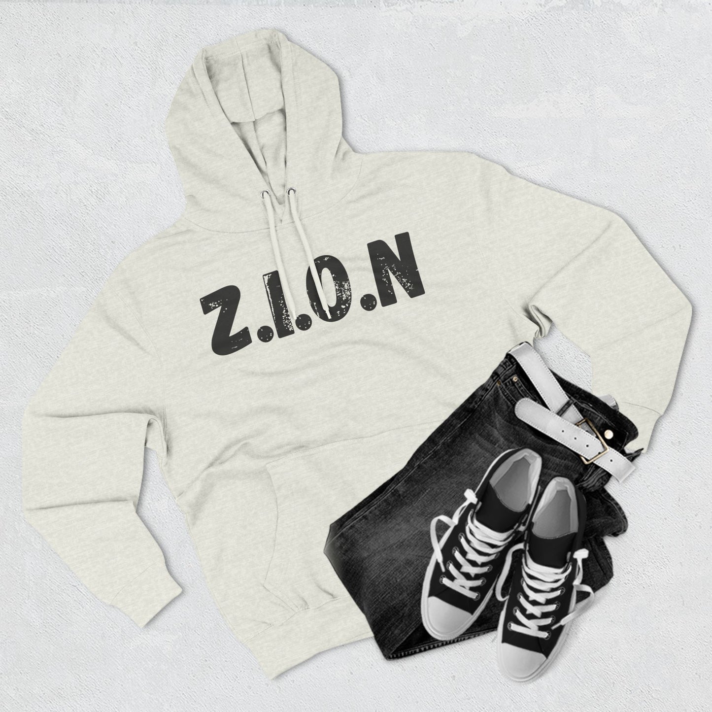 Zion Hoodie Black Words & Image