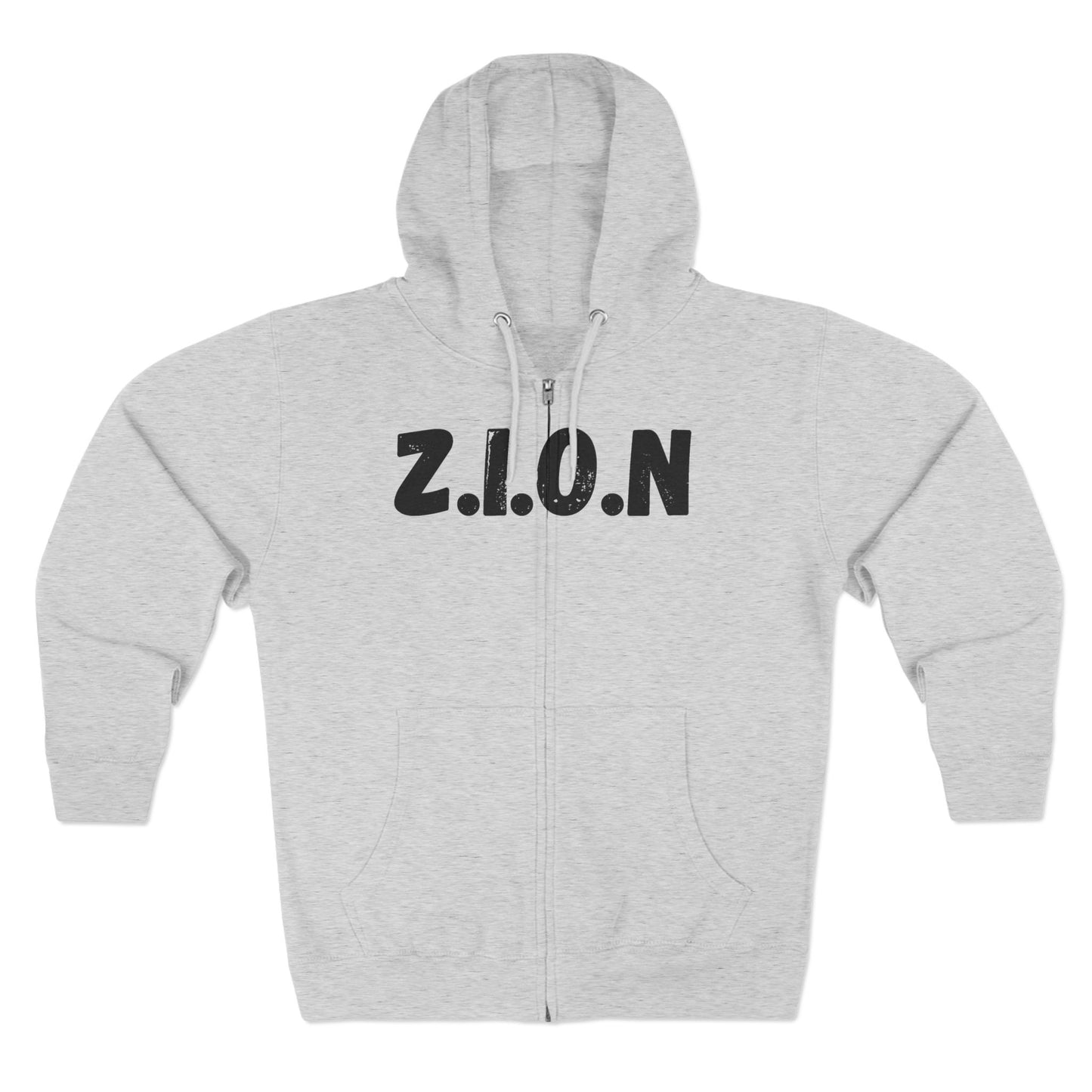 Zion Hoodie Black Words & Image Zipper