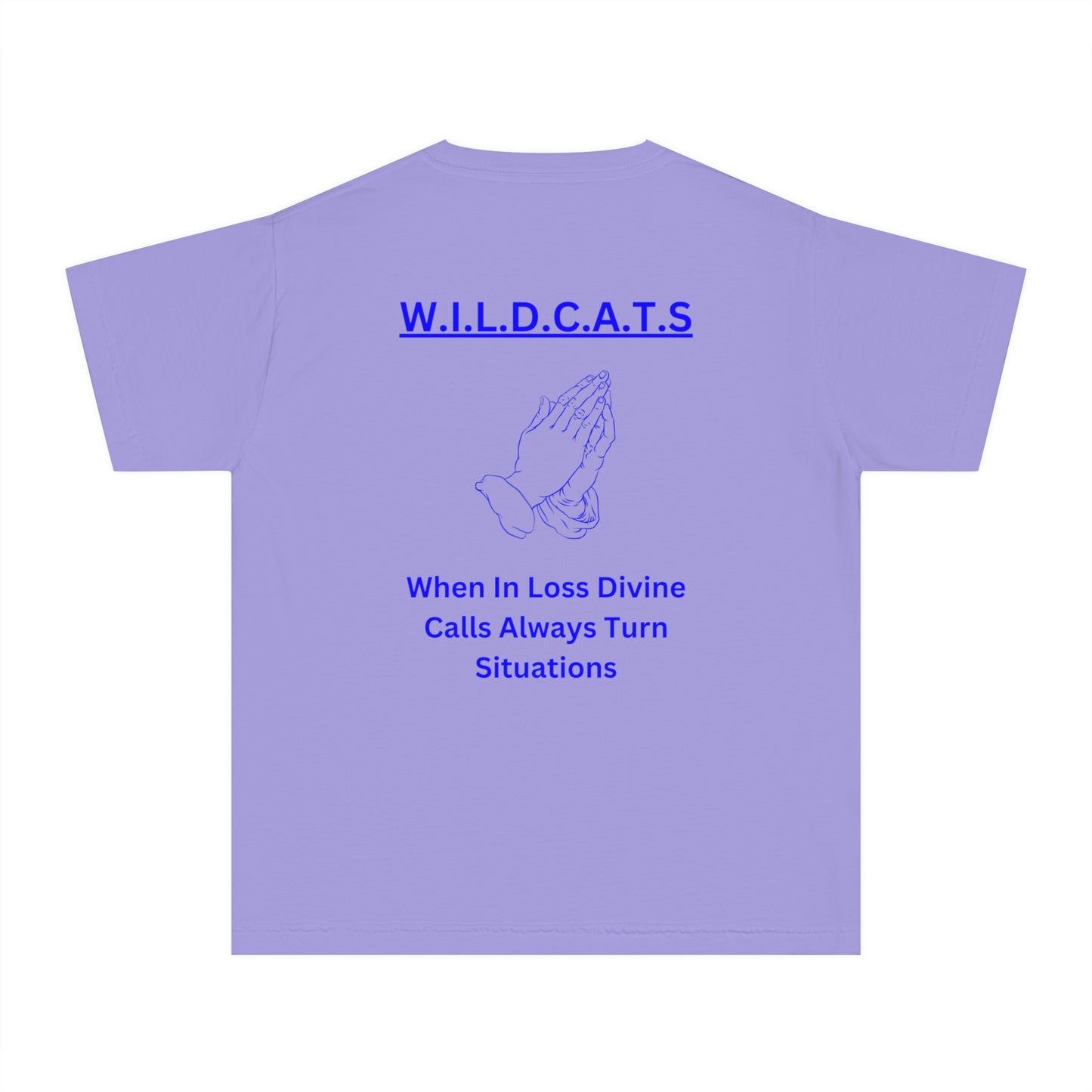Youth Wildcats Christian Blue Letters & Picture