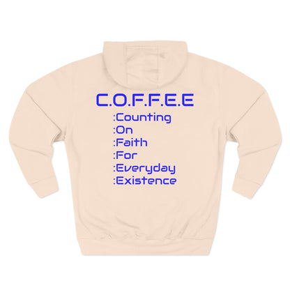 Adult Coffee Christian Blue Words Only Hoodie
