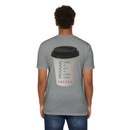 Adult Coffee Christian White Words & Image Premium Tee