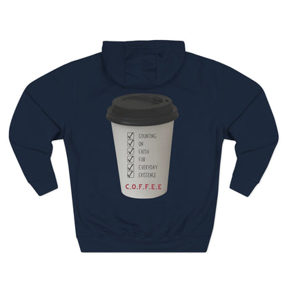 Adult Coffee Christian White Letters & Image Pullover Hoodie