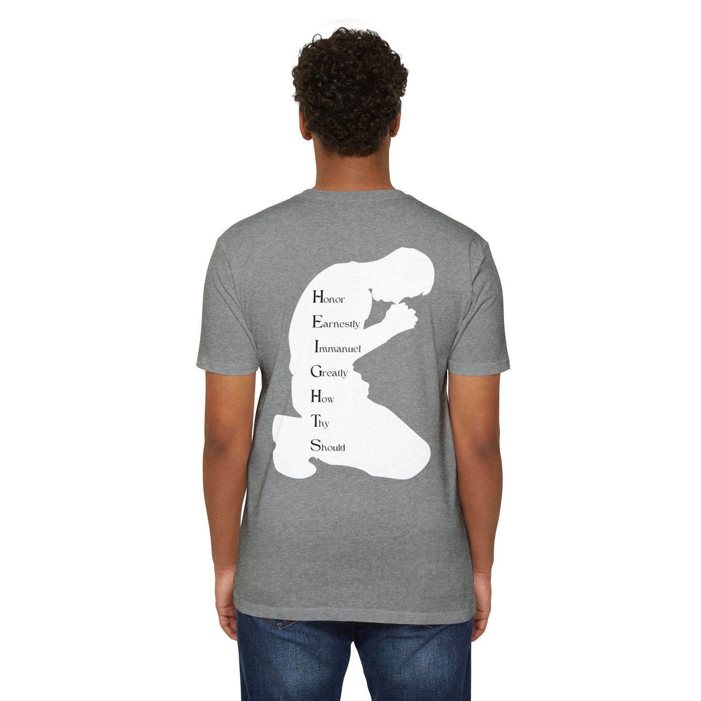 Adult Heights Christian White Letters & Image Premium Tee