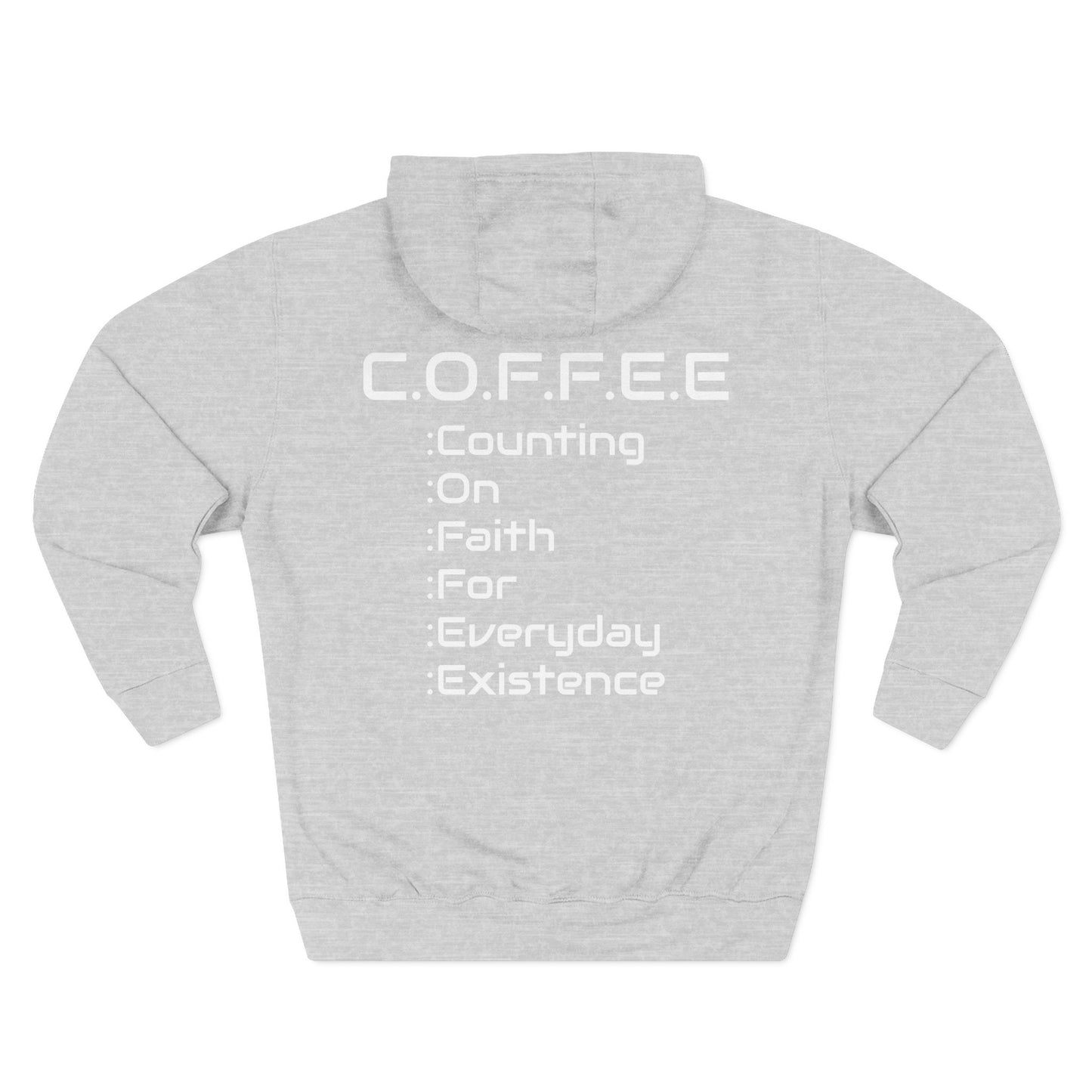 Adult Coffee Christian White Words Only Pullover Hoodie
