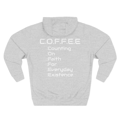 Adult Coffee Christian White Words Only Pullover Hoodie