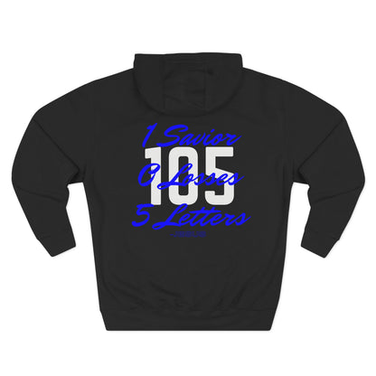Adult 105 Christian Blue and White Letters Hoodie