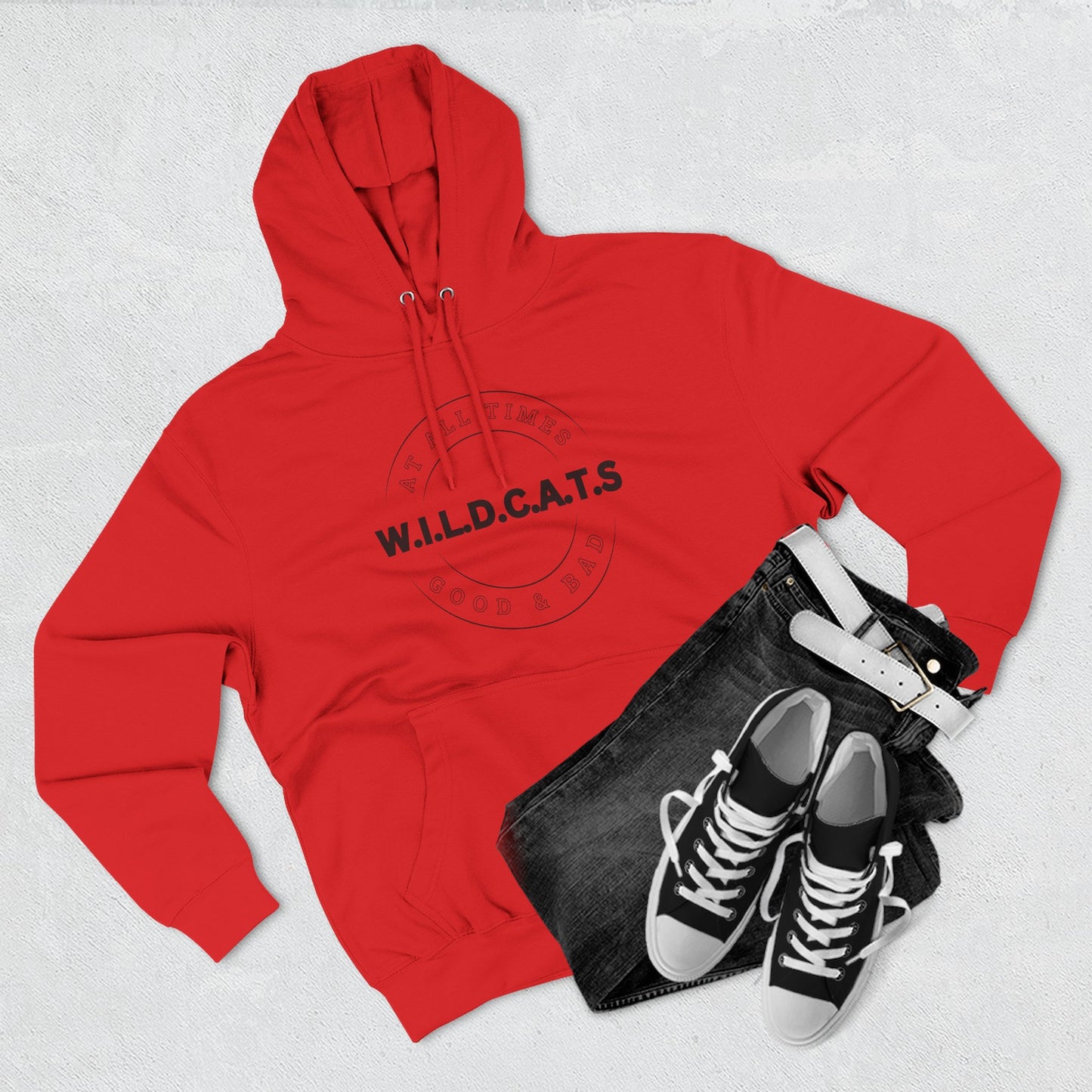 Adult Wildcats Christian Black Letters & Picture Pullover Hoodie