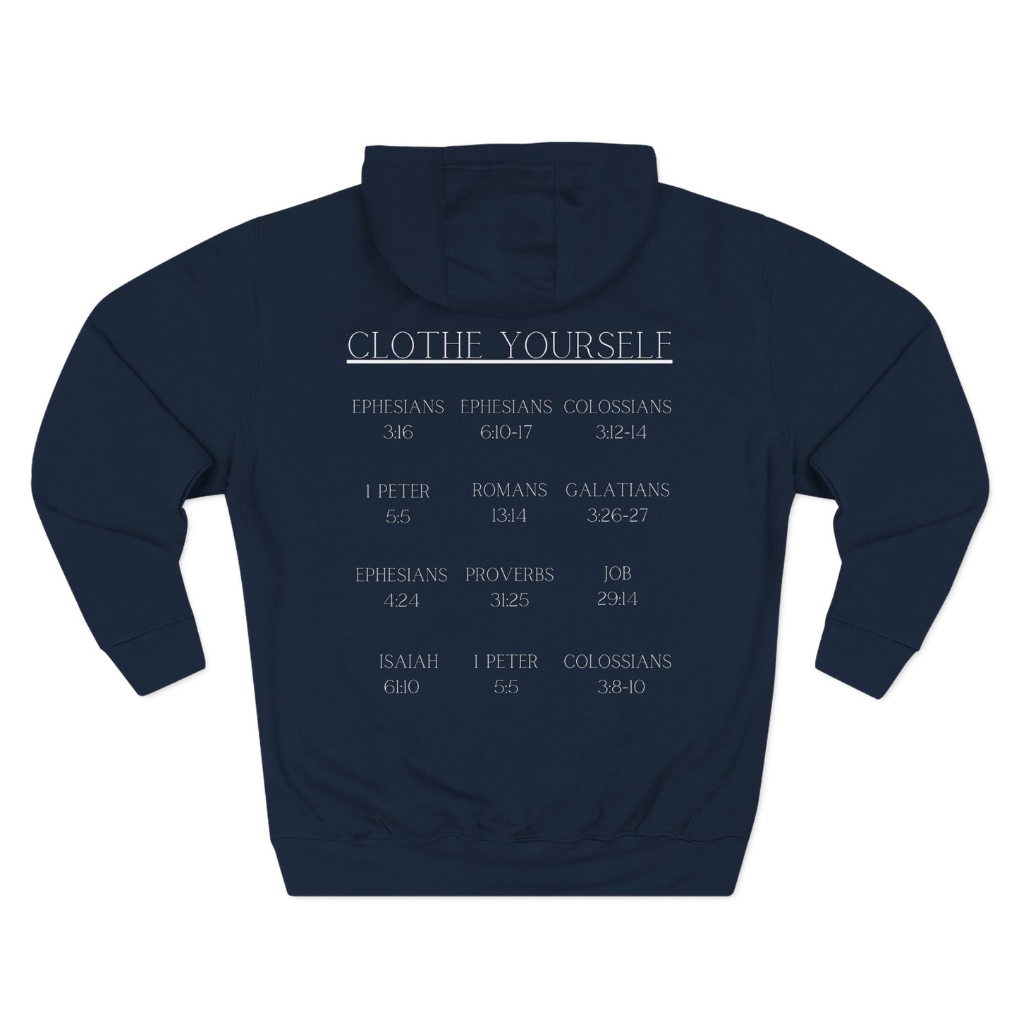 Adult Clothe Yourself White Hoodie (Scripture) Pullover Hoodie