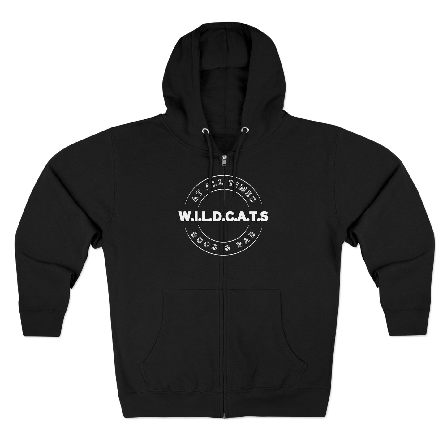 Adult Wildcats Christian White Letters & Picture Zipper Hoodie
