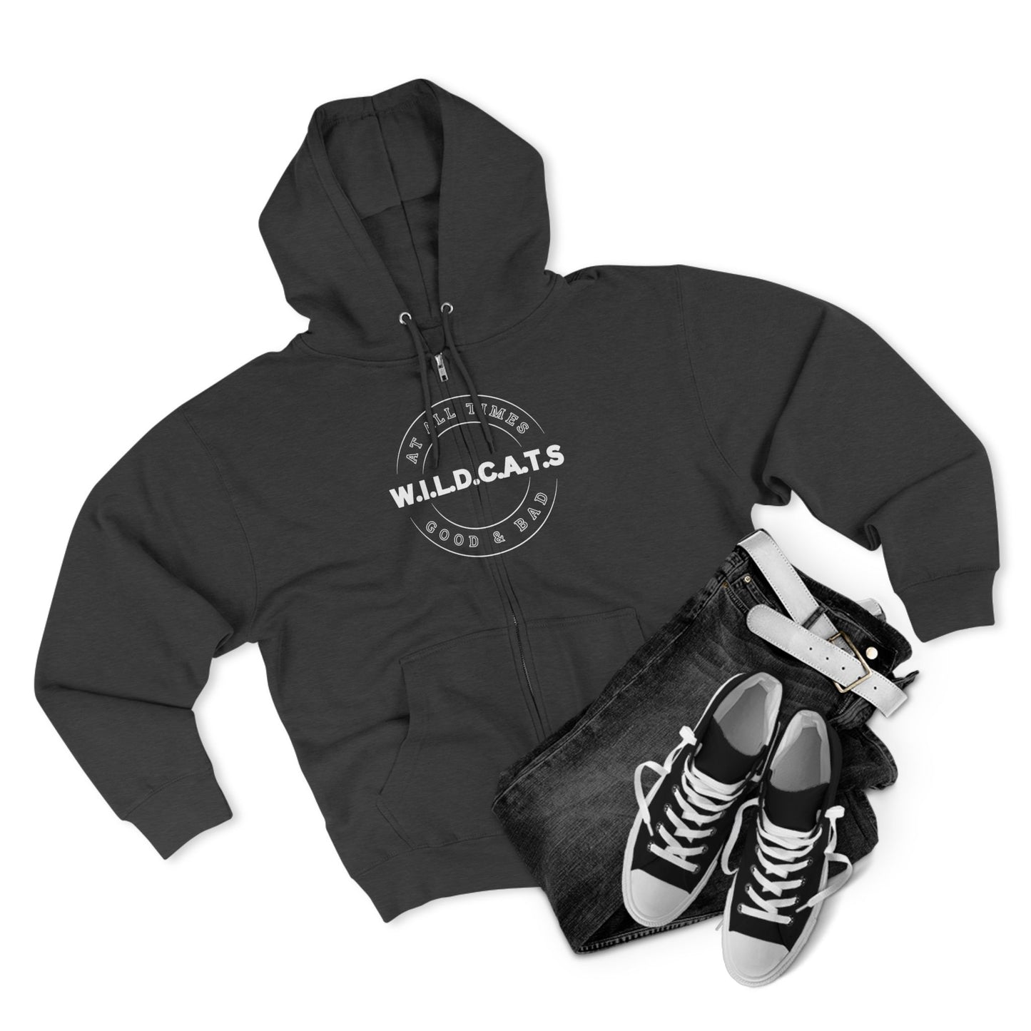 Wildcats Christian White Letters & Picture Hoodie Zipper