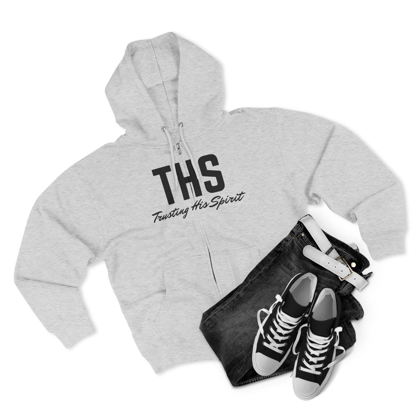Adult THS Christian  Black Letters Zipper Hoodie