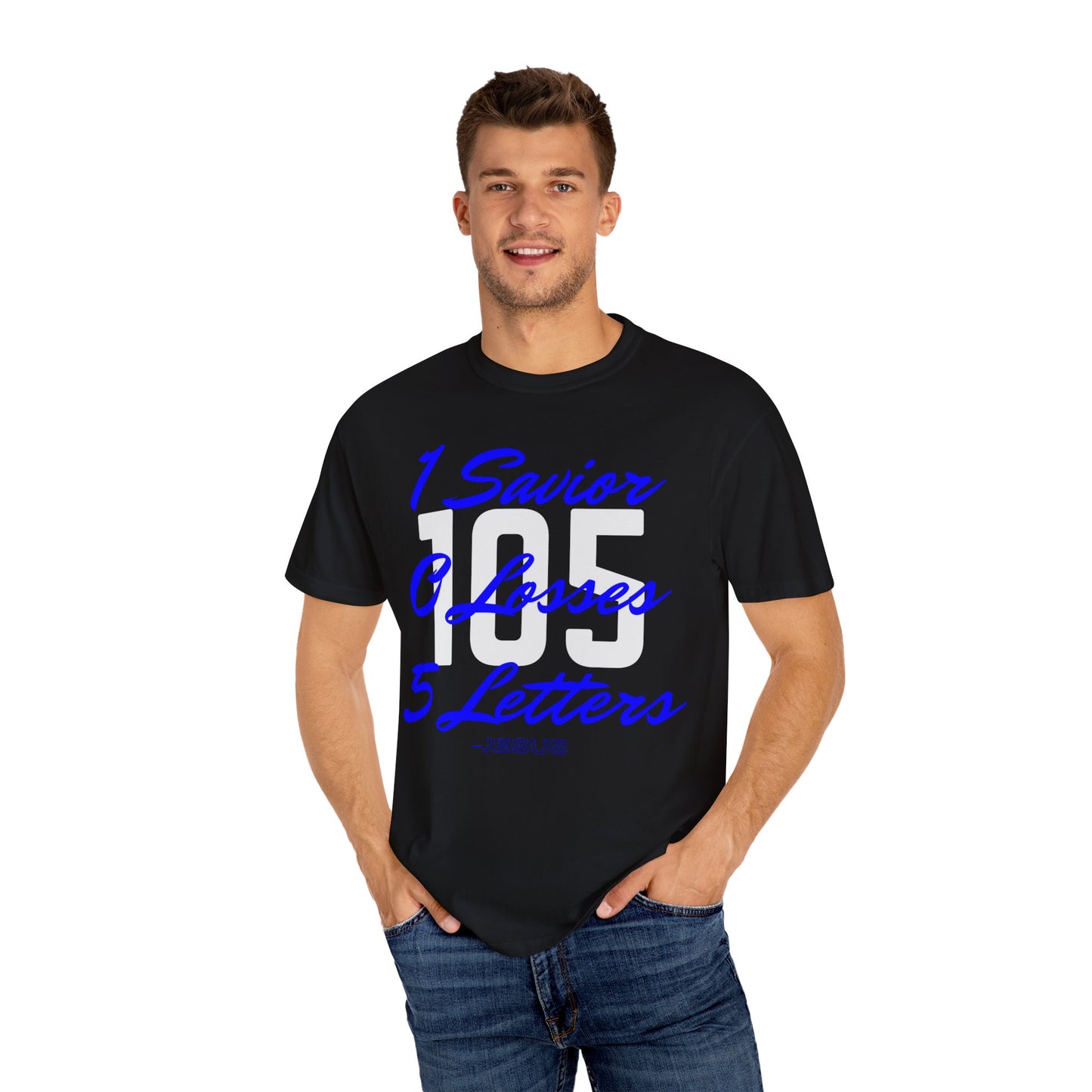 Adult 105 Christian Blue and White Letters