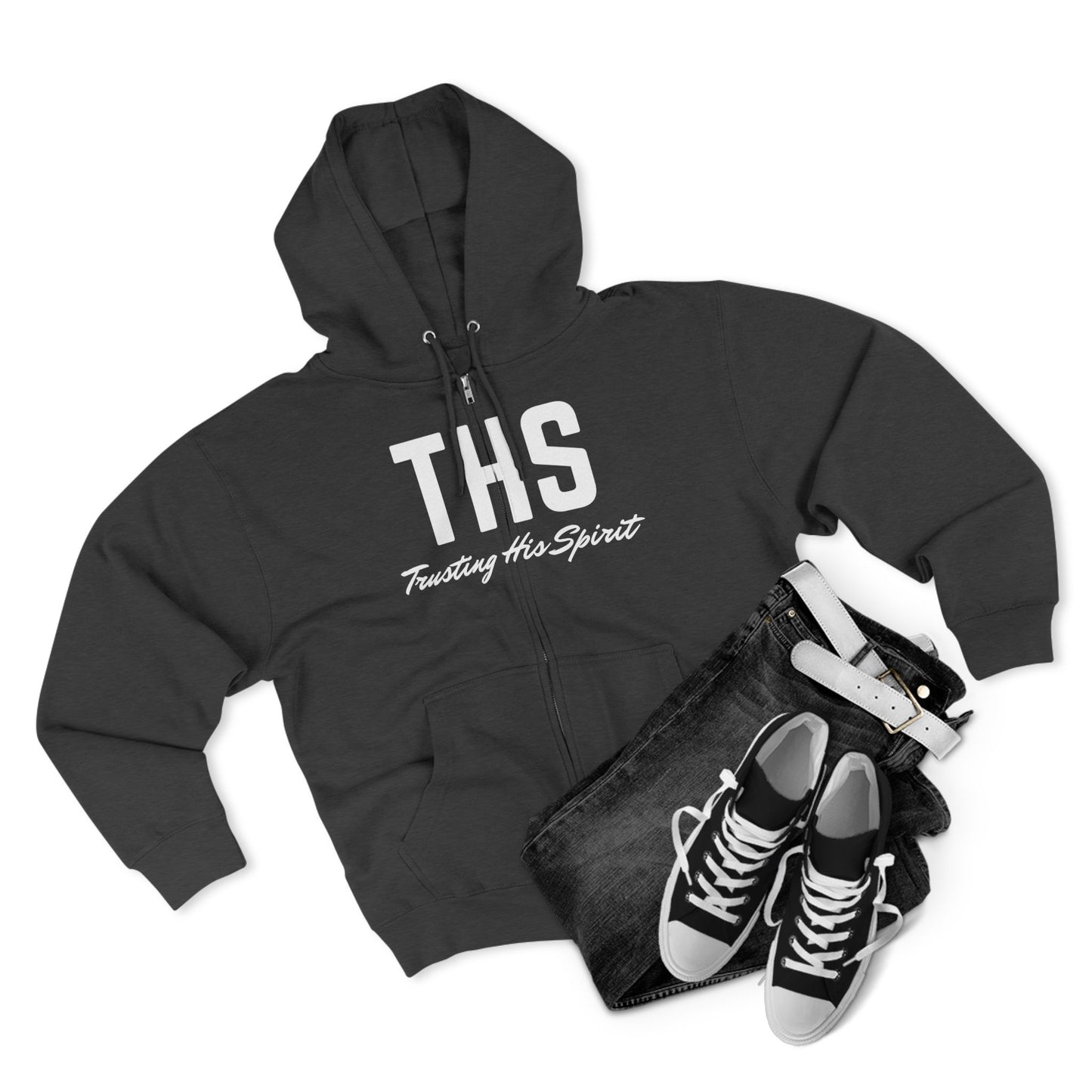 Adult THS Christian White Letters Hoodie Zipper