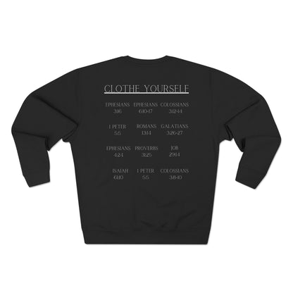 Adult Clothe Yourself White Hoodie (Scripture) Crewneck