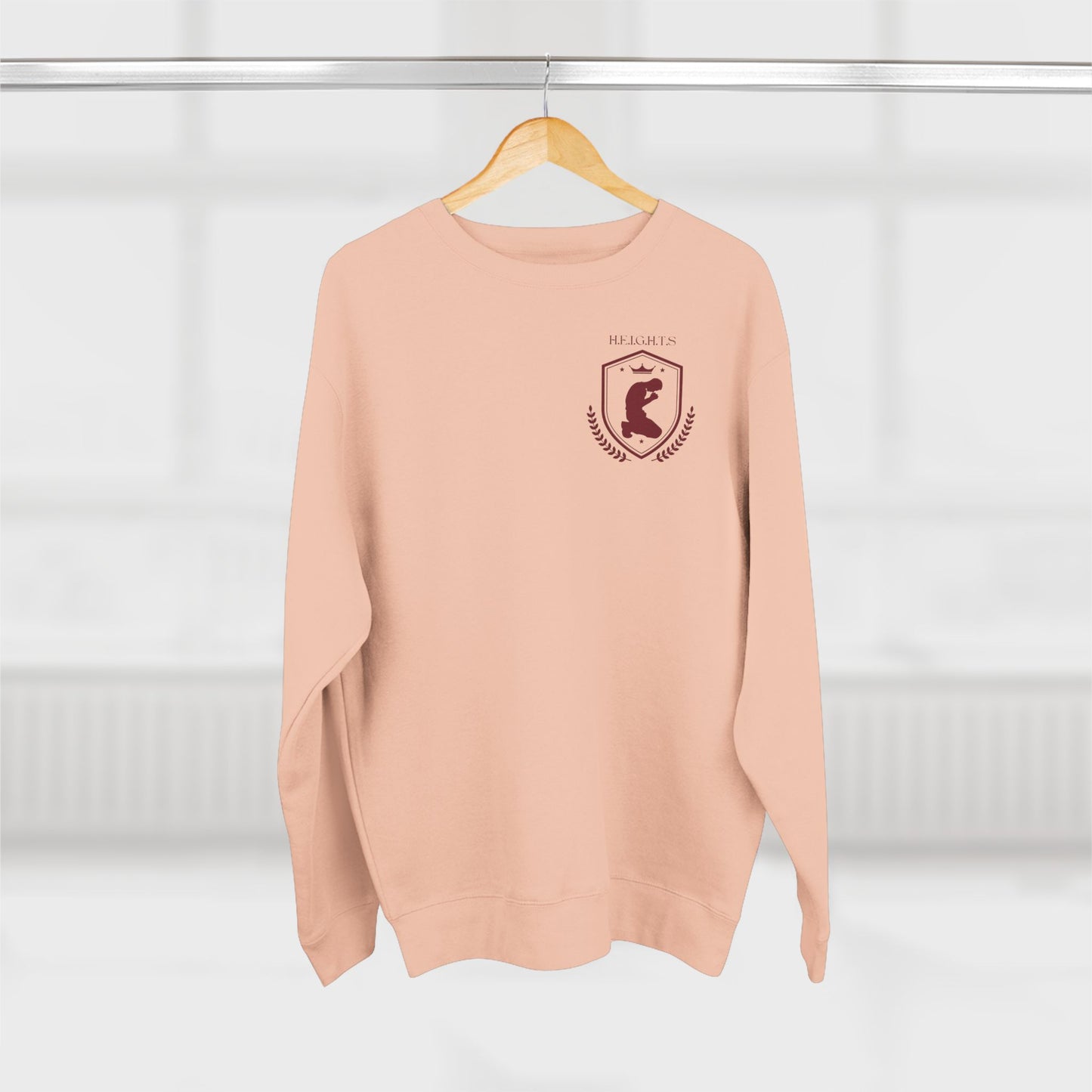 Heights Christian Marron Letters & Image Crewneck