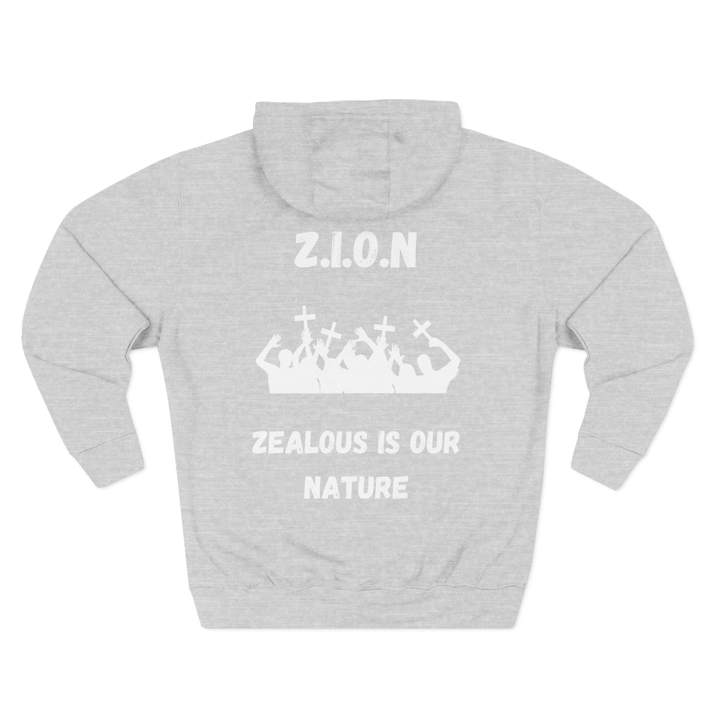 Adult Zion White Words & Image Pullover Hoodie