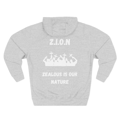 Adult Zion White Words & Image Pullover Hoodie