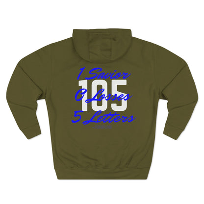 Adult 105 Christian Blue and White Letters Hoodie