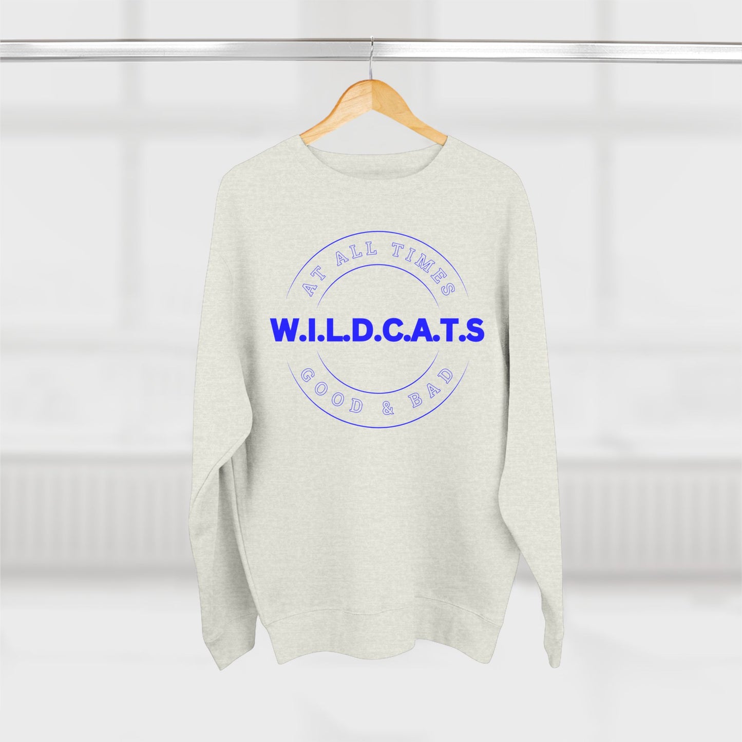 Wildcats Christian Blue Letters & Picture Crewneck
