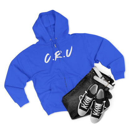 Adult Cru White Zipper Hoodie