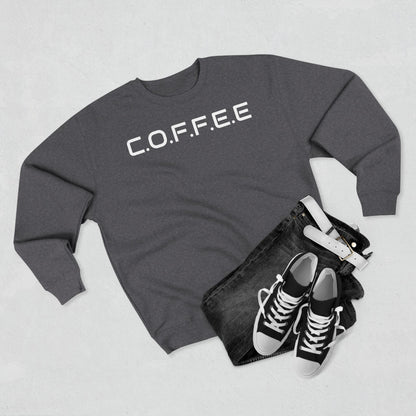 Adult Coffee Christian White Words & Image Crewneck