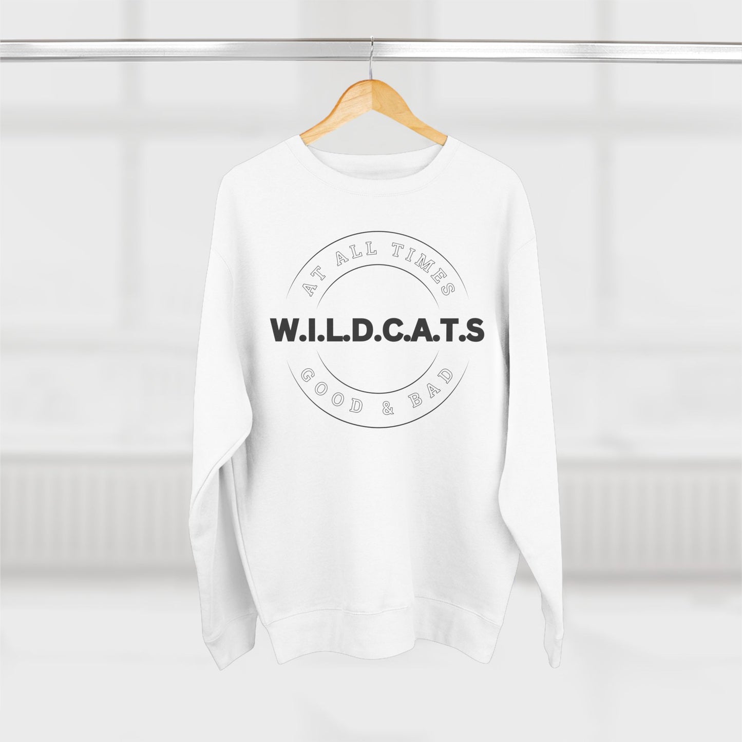 Wildcats Christian Black Letters & Picture Crewneck