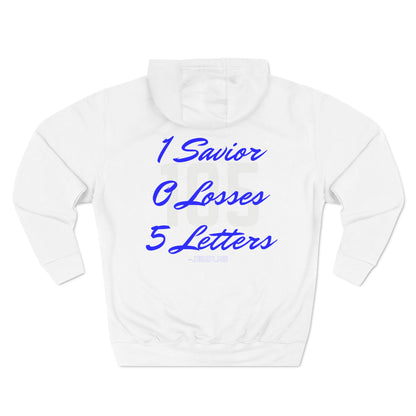 Adult 105 Christian Blue and White Letters Hoodie
