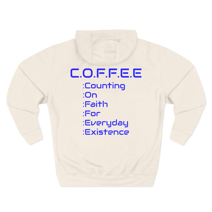 Adult Coffee Christian Blue Words Only Hoodie