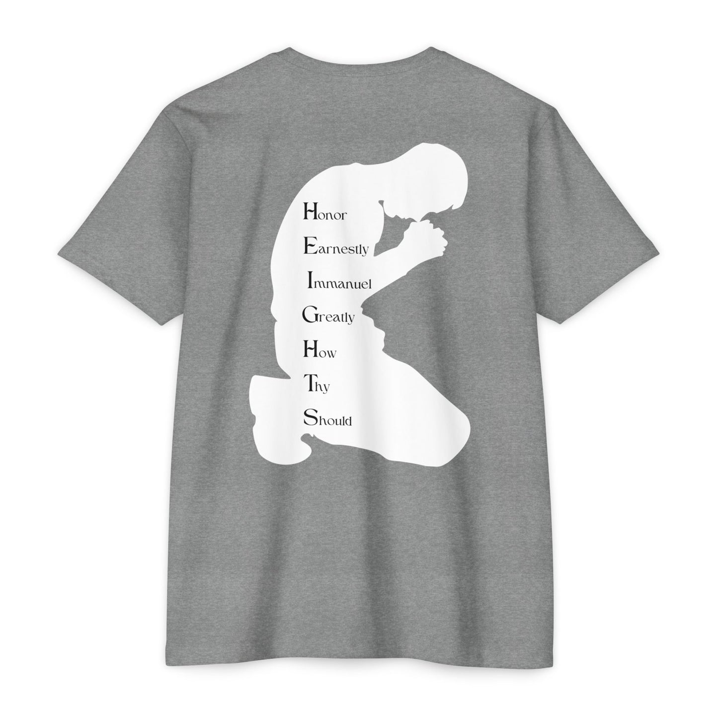 Adult Heights Christian White Letters & Image Premium Tee