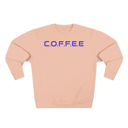 Adult Coffee Christian Blue Words Only Crewneck