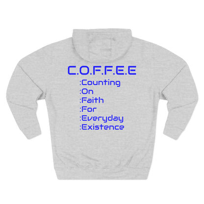 Adult Coffee Christian Blue Words Only Hoodie