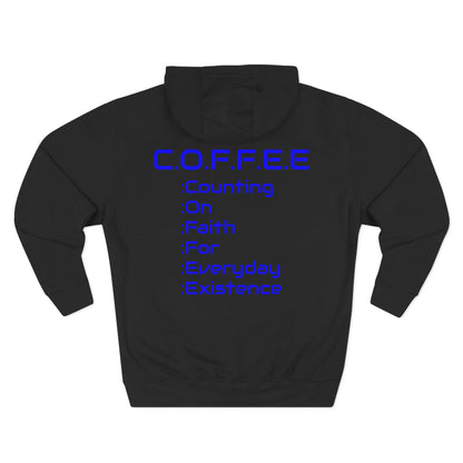 Adult Coffee Christian Blue Words Only Hoodie